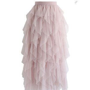 Frilly Ruffle Skirt Midi Layered Tiered Dress